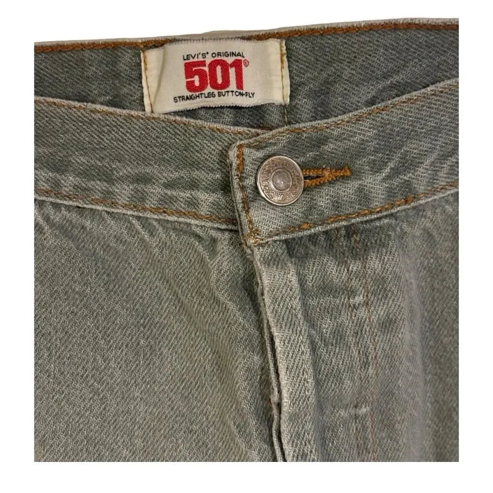 VTG Y2K Levi's 501 Jeans Men's 40x 29 Green Straight leg Sons of Anarchy patch